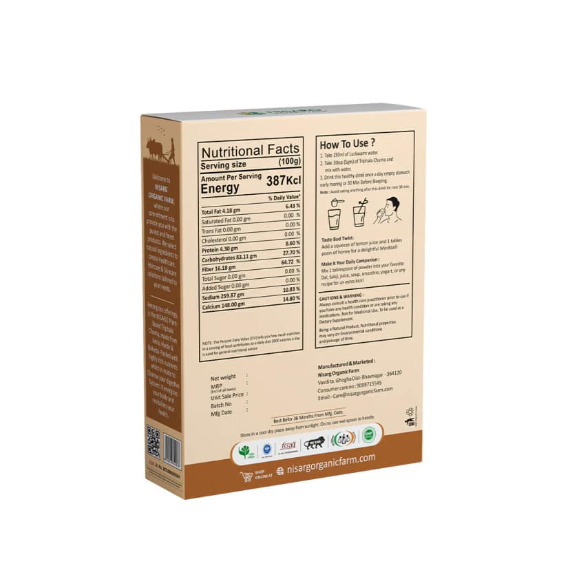 Nisarg Triphala Powder 100g Natural Traditional Fruit Blend for Daily Wellness view 2