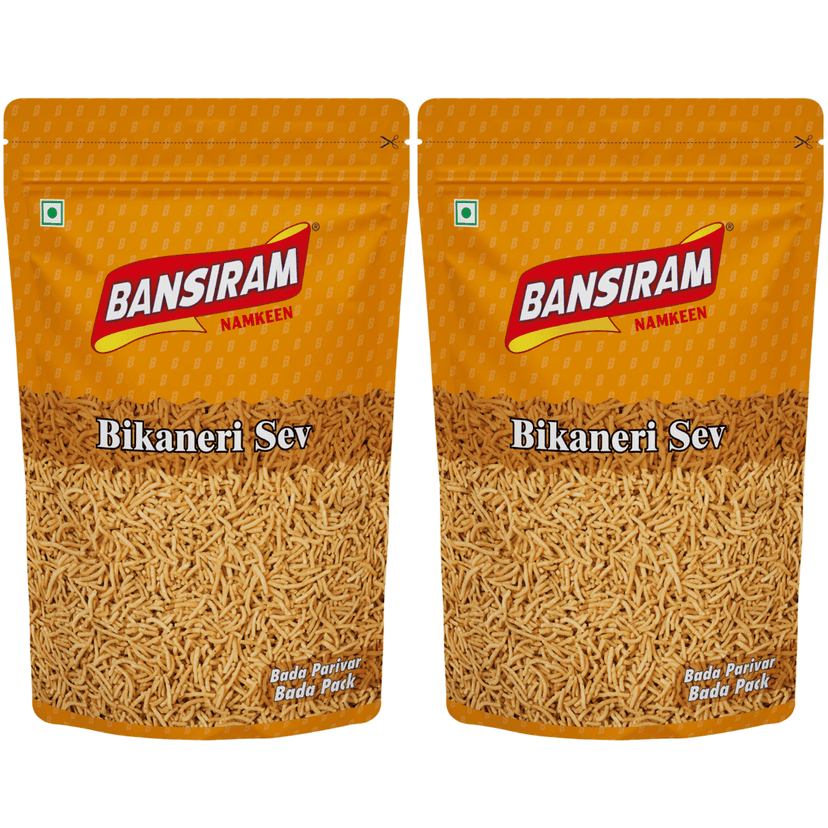 BANSI RAM Namkeen Bikaneri Sev (Pack of 2 X 375g)