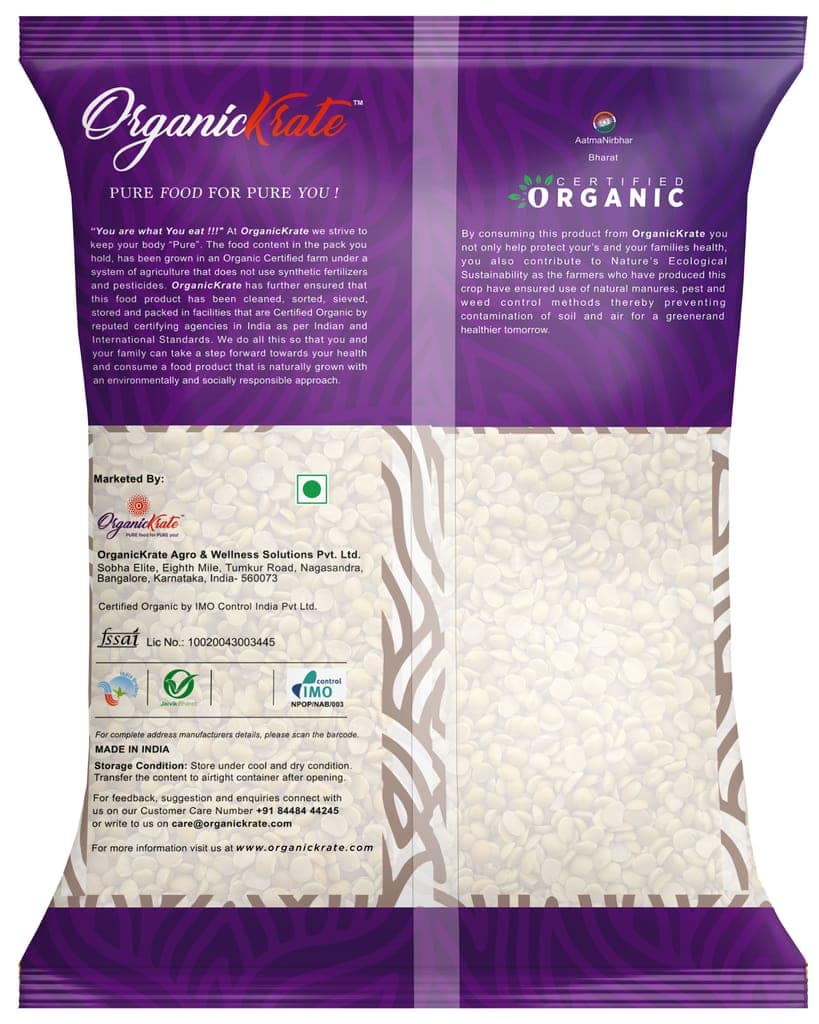 Organic Krate Organic Unpolished Arhar Dal/Toor Dal | Tur Dal | Tur Dal - Rich In Vegan Protein I Non-GMO I Naturally Grown I Chemical Free I Ideal For Traditional Indian Cusine I Organic Pigeon Pea - 900 Grams view 2