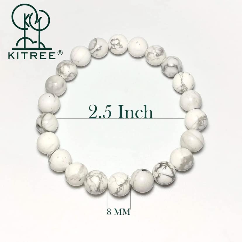KITREE NATURAL HOWLITE CRYSTAL BRACELET 8MM ROUND FOR UNISEX (WHITE COLOR) view 2