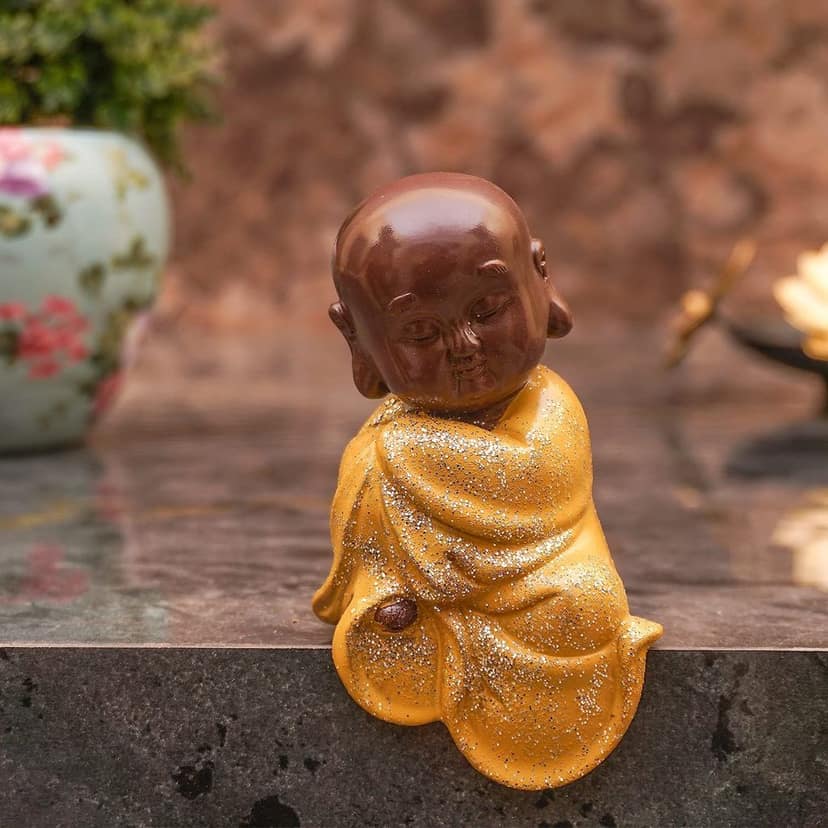 Craftlayout Resin Cute Buddha Monk Statue 3 Inch