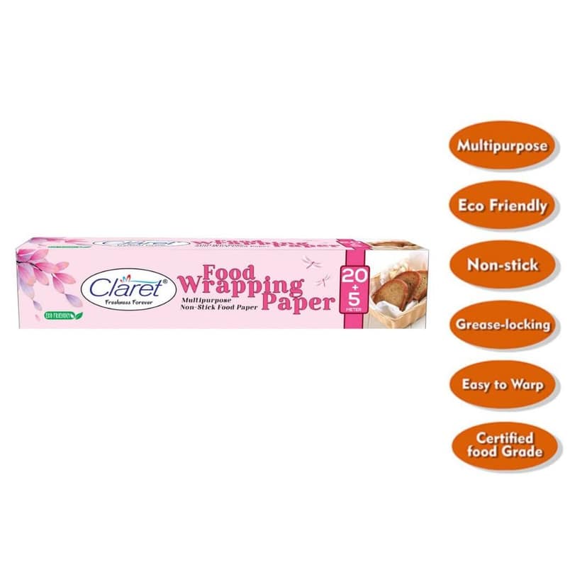 Claret 20+5 Mtr Food Wrapping Parchment & Butter Paper Wrap | For Burger, Sandwich, Rolls, Patties, French Fries & More view 2