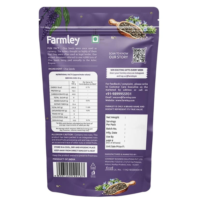 Farmley Premium Chia Seeds for Eating 200g view 2