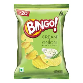 Bingo! Potato Chips, Cream & Onion Chips, Crispy & Crunchy Chips Pack For Snacks, 50G