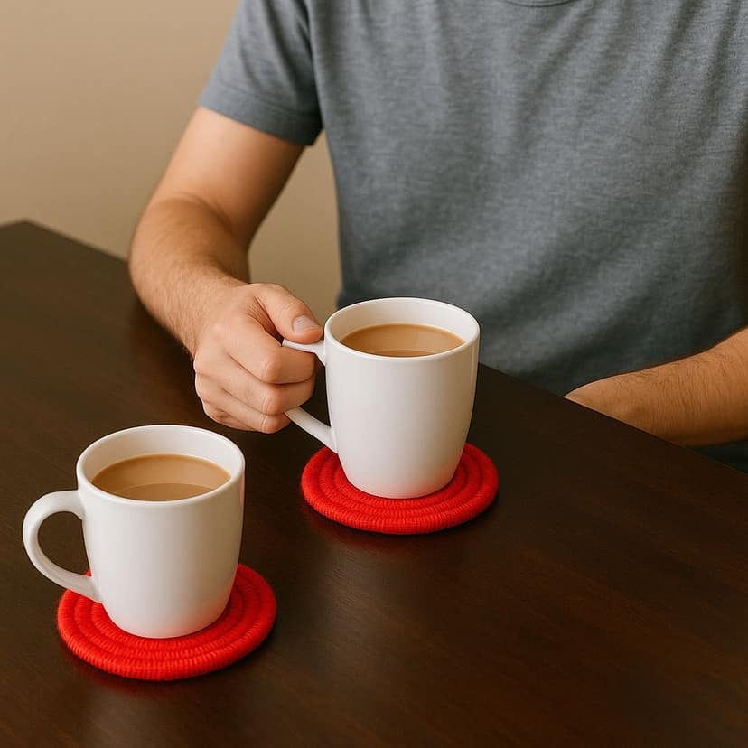 Red Tea Coaster Set (3 Pieces) view 2
