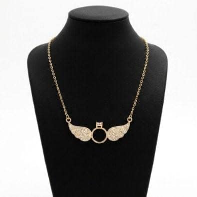 Pavé Wing Ring Pendant Necklace | Gold-Tone Anti-Tarnish Imitation Jewellery