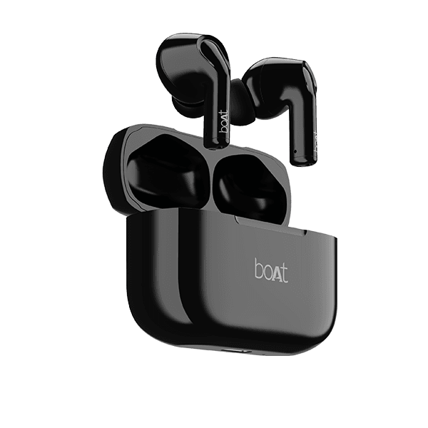 boAt Airdopes 163 | Wireless Earbuds with Massive Playback of upto 17 Hour, IPX5 Water & Sweat Resistance, IWP Technology, Type C Interface engrav_Pebble Black