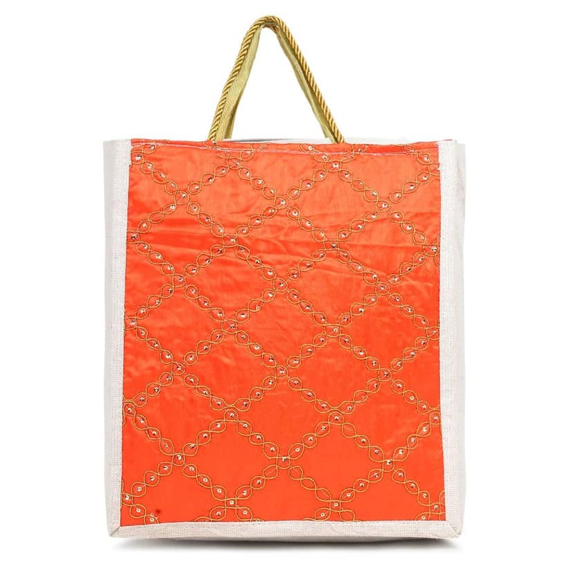 KSI Designer Women Jute Bag for Lunch Box | Shopping � Jute Handbag, Jute Tote, Jute Lunch Bags for Office, Tiffin Bags for Office, Printed Jute Bag view 2