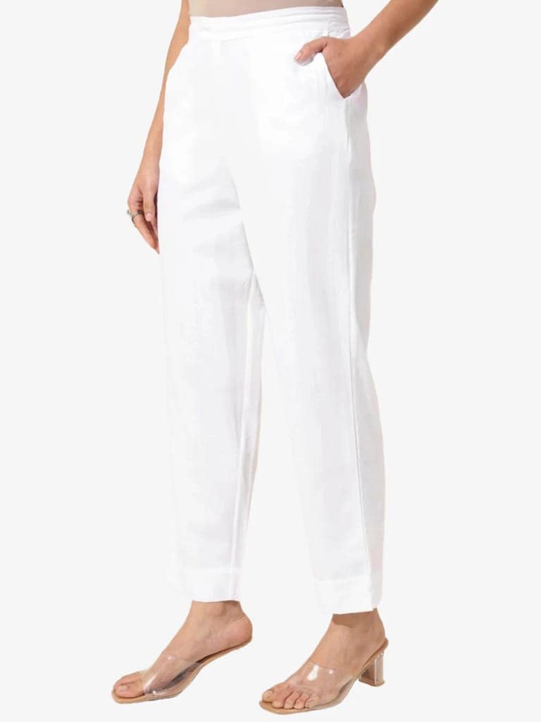 Women's Solid Cotton Trousers view 2
