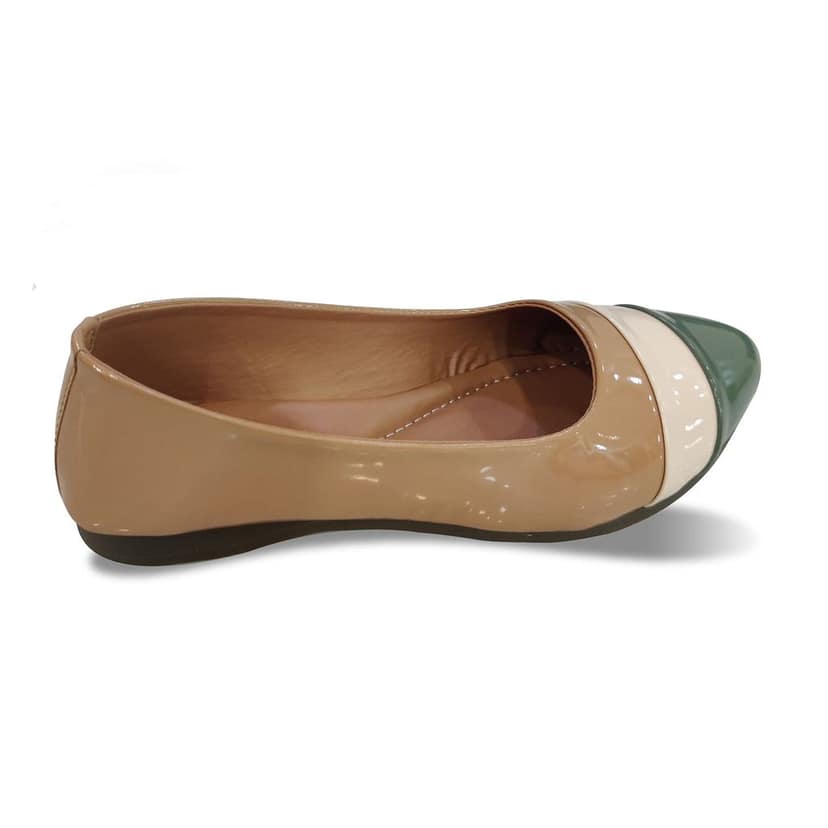 Colorblock Comfortable and Stylish Ballets Flats | for Casual Wear, Party and Formal Wear Occasions l | Bellies for Women & Girls (Numeric_6) Beige view 2