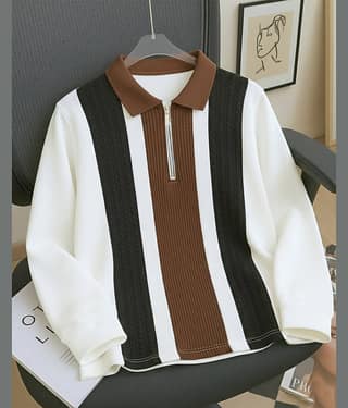 ENITOR Men Cotton Blend Regular Fit Striped Polo T Shirt ( Brown )