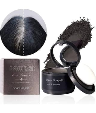 GHAR SOAPS Helps Cover Grey Roots & Bald Spots Instantly -4gm Cover-Hair Powder-Black Brow Powder Black Black 4 g