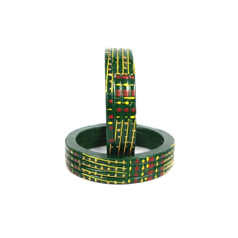 FHS Fashion Women's Beautiful Traditional Rajasthani Lac Bangles - Green view 2