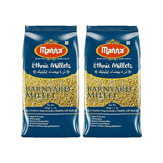 Manna Barnyard Millet (Unpolished) Natural Grains, 1kg (500g x 2 Packs) - (Khira/Swank/Kuthiraivally/Udalu/Kodisama/siridhanya) | Native Low GI Millet Rice | High Protein & 100% more fibre than rice