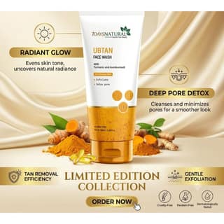 Ubtan Face Wash for Women and Men (100ml) Pack of 1 – Tan Clear Ubtan Face Cleanser with Turmeric & Ubtan for Clean Glowing Skin, Acne & Dark Spots