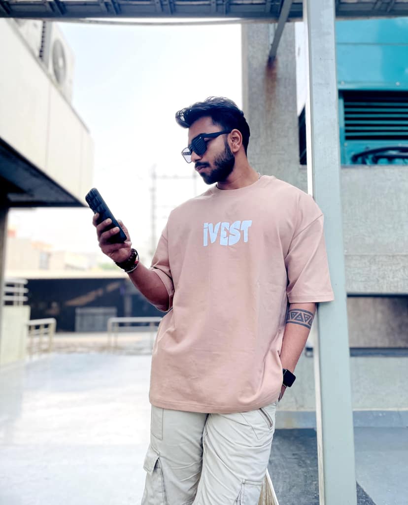 BEIGE COLOUR OVER SIZE TSHIRT view 2