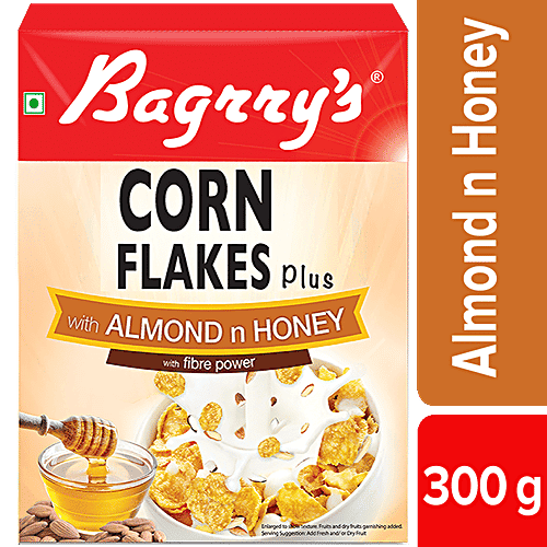 Bagrry'S Corn Flakes Plus With Real Honey - 2X Fibre Power, 300 g
