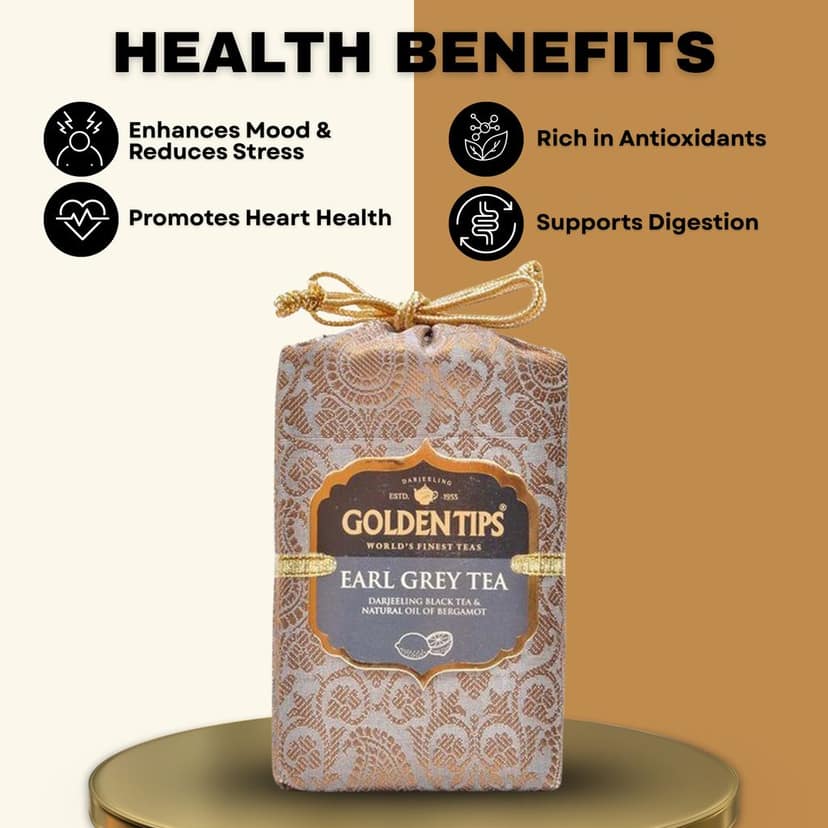 Golden Tips Premium Earl Grey Loose Leaf Black Tea,Full-Leaf Blend Infused with Bergamot, Refreshing & Citrusy Flavor, Classic English Tea, Aromatic & Rich Taste (200 Gram 100 cups) view 2