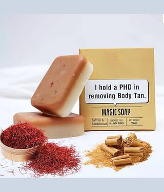 Mabilia Magic Soap Sandalwood Saffron Bath GharSoap Refreshing Bright Skin Deep Cleansing Natural Herbal Formula