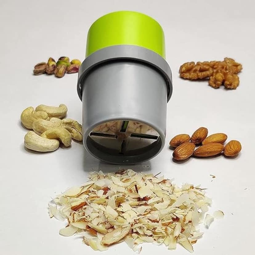 GLOBAL IMPEX Dry Fruit, Slicer, Grinder, Chocolate Cutter and Butter with 3 in 1 Blade for Almonds, Cashews Stainless Steel, ABS Plastic ( Pack of 2 ) view 2