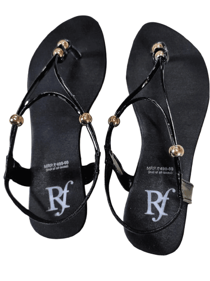 Black Beaded Strap Sandals view 2
