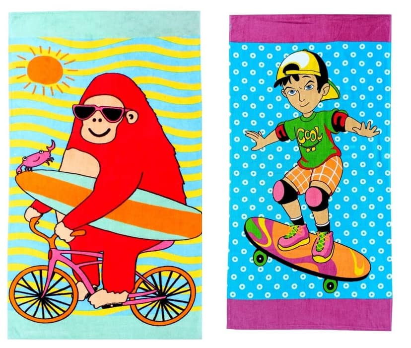 Mandhania Cotton Cartoon Printed Kids Bath Towel for Boys N Girls Pack of 2