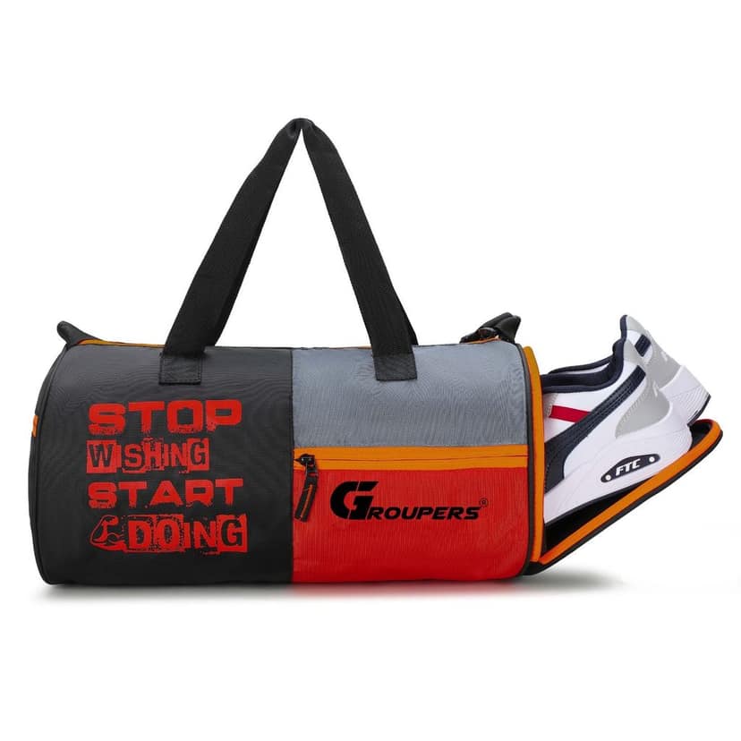 GROUPERS Combo Set of Duffle Polyester Bag with Shaker Bottle-400mllDuffle Bags Travel view 2