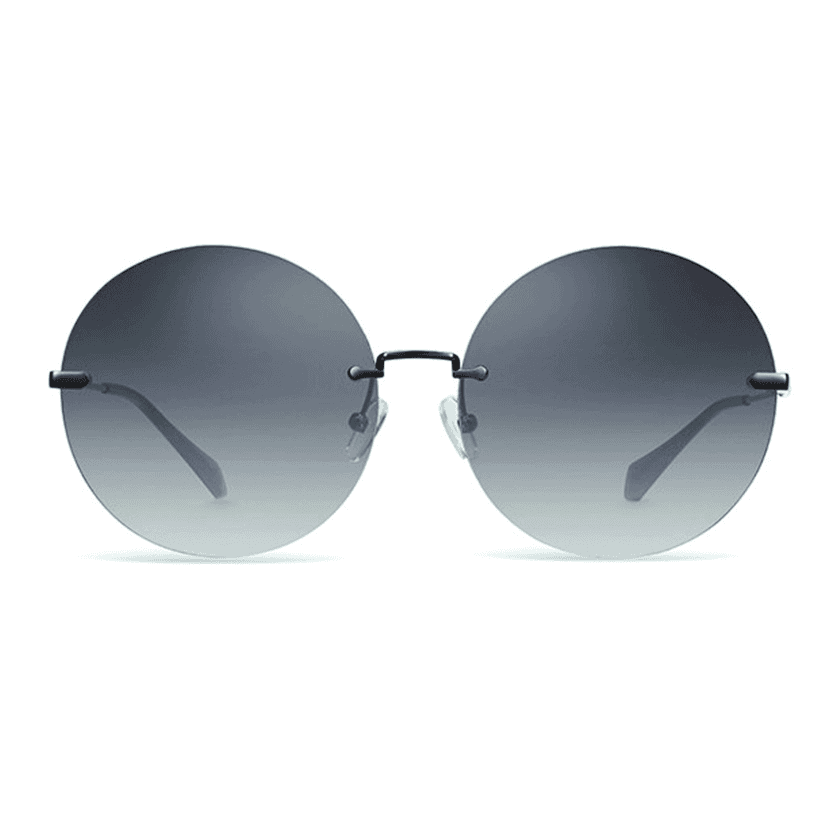 PARIM UV Protected Women's Oversized Round Rimless Sunglasses Frame: Gun Metal Frame, Lenses: Silver Mercury view 2