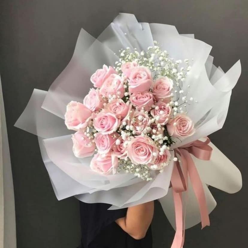The Blooming Story Delicacy of Pink Roses Hand-Tied Bouquet