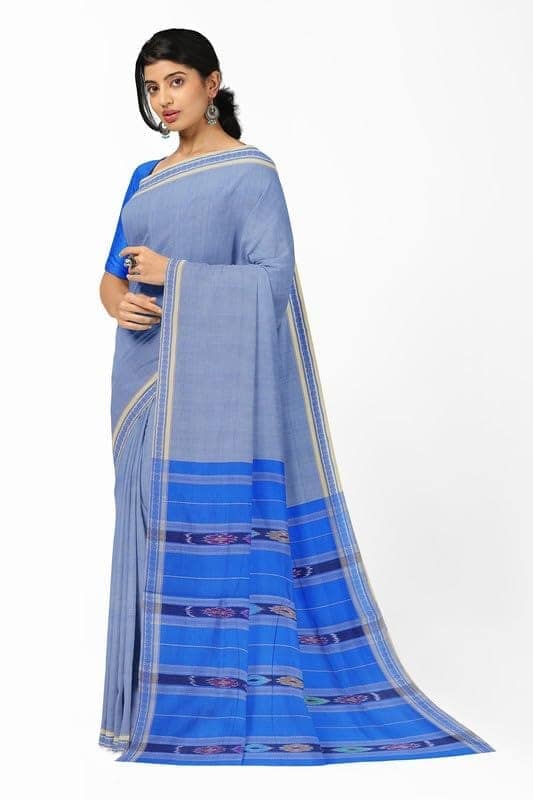 APCO Handloom (A Andhra Pradesh Govt Emporium)- Women's Traditional Pure Handloom Bandar/Polavaram Blue Cotton Saree | PBS0016 view 2