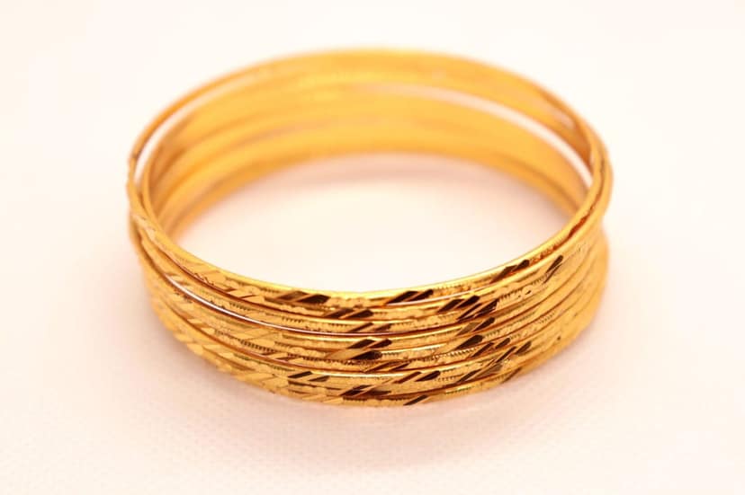 Gold Plated Textured Bangle Set of 6 view 2