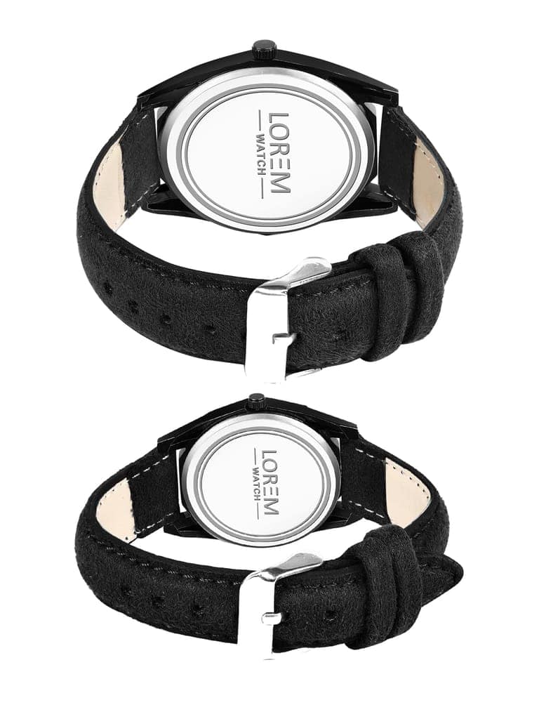 LOREM Stylish 3D Embossed Analog Watch Pair-UF view 2