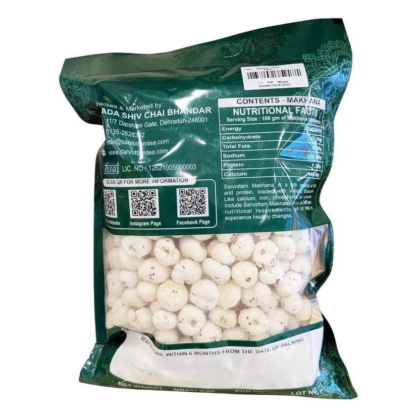 Sarvottam Makhana 200g | Premium Fox Nuts | Crunchy & Fresh Raw Makhana | Rich in Protein, Calcium & Antioxidants | Gluten-Free Healthy Snack view 2