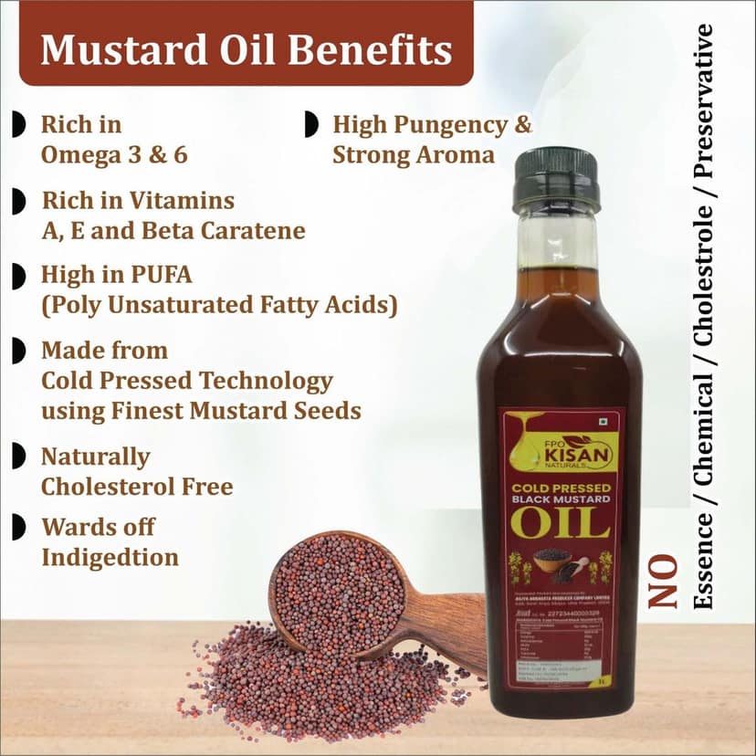 Cold Pressed Black Mustard Oil - 1L" view 2