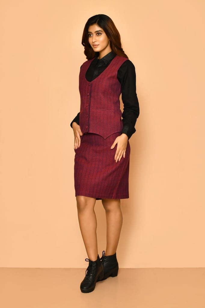 Celina women's handloom cotton skirt co-ord set view 2