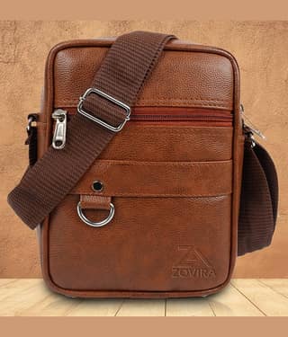 Zovira Brown Solid Messenger Bag