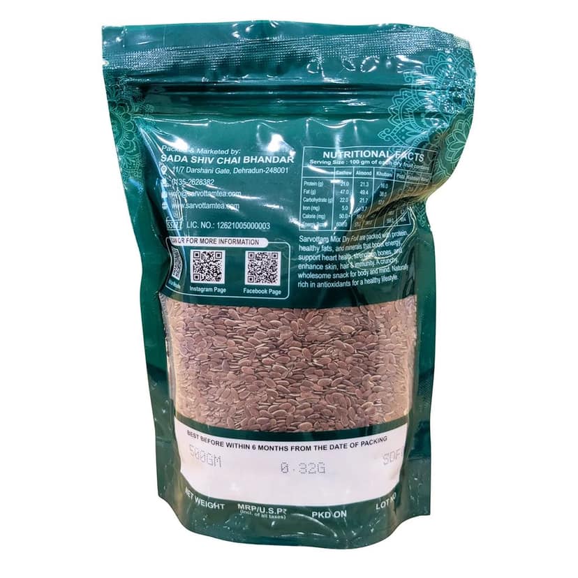 Sarvottam Premium Alsi Seeds 500g Pack | Natural Flax Seeds | Rich in Omega-3, Protein & Fiber | Superfood for Heart Health & Weight Management view 2