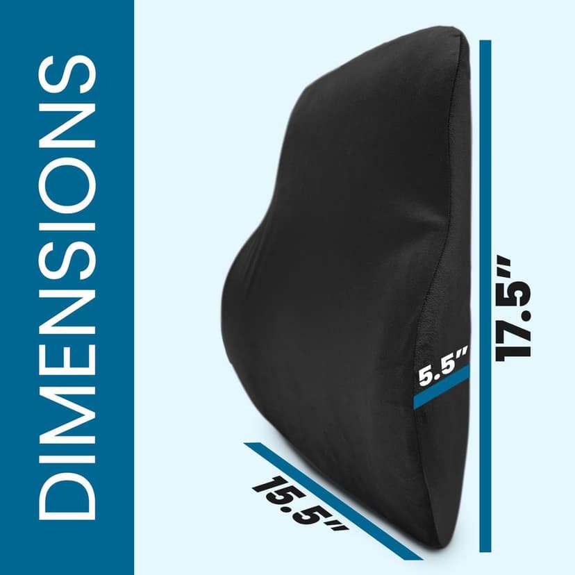 Sleepsia Orthopedic Memory Foam Lumbar Support Gel Infused Pillow - Support for Office Chair, Chair and Car Improve Back Posture, Back Support Cushion,Back Pain Relief (Black Velvet) view 2