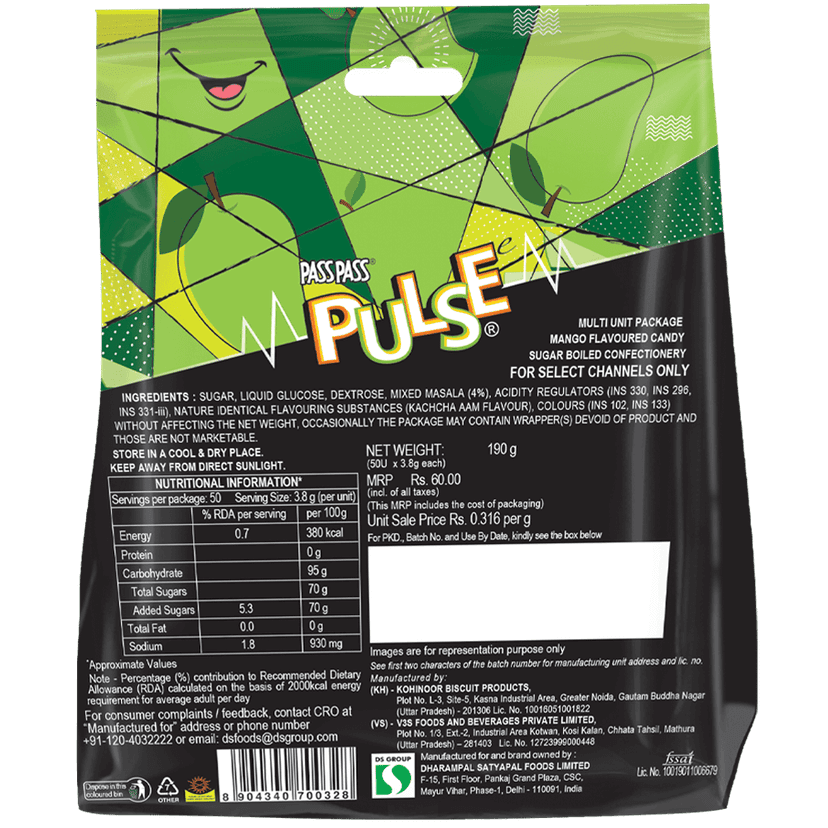 Pulse Pyramid Pouch || Kachcha Aam Candy || 50 Pieces || 190g view 2