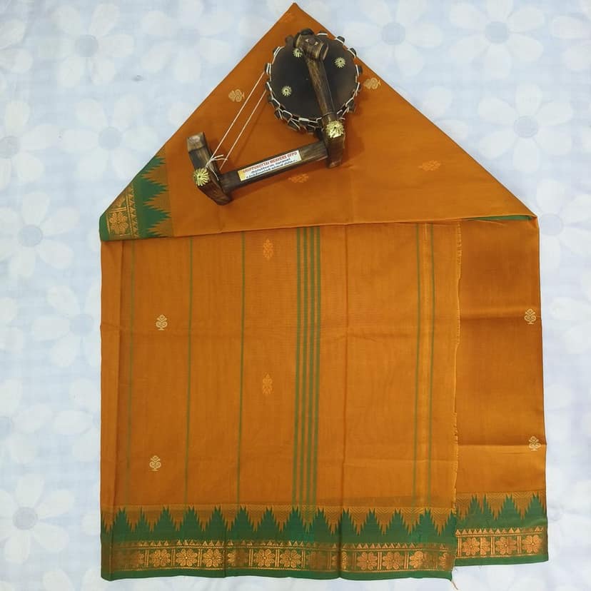 Cotton Saree without Blouse - Flower Design view 2
