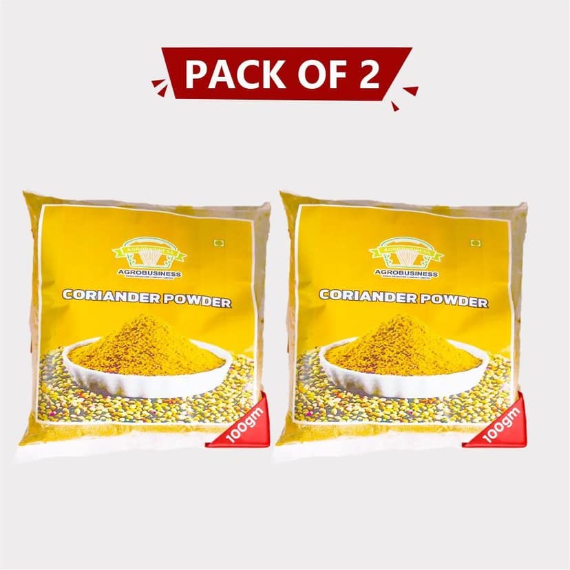 Premium Coriander Powder 200gm – Pack of 2 (100 gm × 2) by Agrobusiness Krishi Producer – Fresh, Aromatic & Farm-Ground Goodness! (pack of 3)