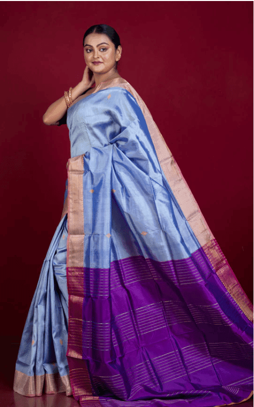 Pure Handloom Tussar Silk Saree With Blouse Piece view 2