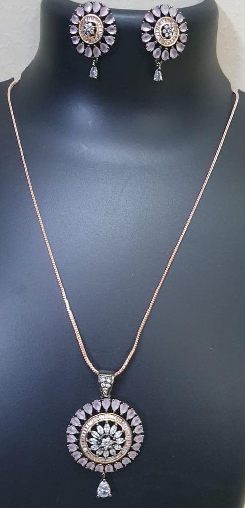 American Diamond Casual and Partywear pendant set view 2