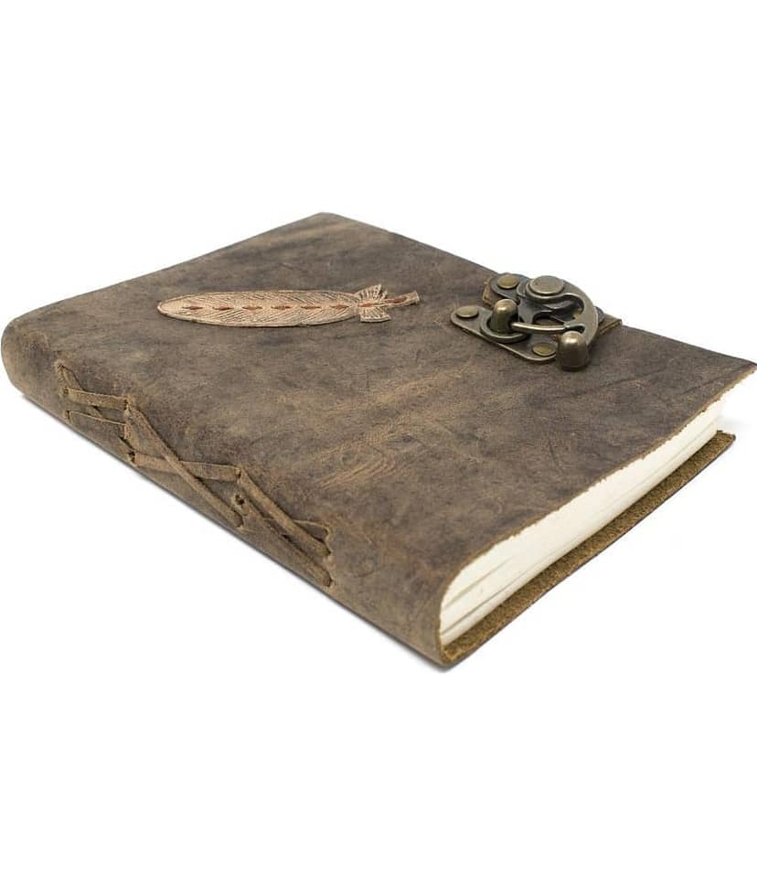 100% Handmade Recycled Cotton Paper Journal (Finished Leather Journal) Regular Journal Unruled 200 Pages (Coffee) view 2