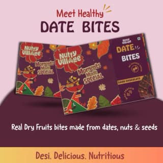 Nutty Village Date Sweetened Dry Fruit Bites with Dark Chocolate Pack of 2