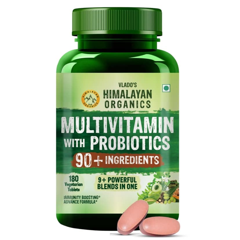 Vlado's Himalayan Organics Immunity Multivitamin for Men & Women | 90+ Nutrients, 9+ Probiotic Blends | Energy, Immunity, Stamina, Strength, Muscle & Overall Health | 180 Veg Tablets