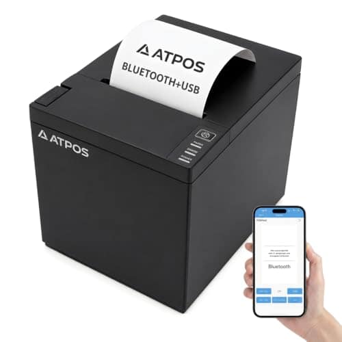 ATPOS AT-301 80mm (3 Inches) Direct Thermal Receipt Printer with Auto Cutter | ESC/POS Print Billing (Bluetooth + USB) ATPOS AT-301 80mm (3 Inches) Direct Thermal Receipt Printer with Auto Cutter | ESC/POS Print Billing (Bluetooth + USB) - Black / 80mm view 2