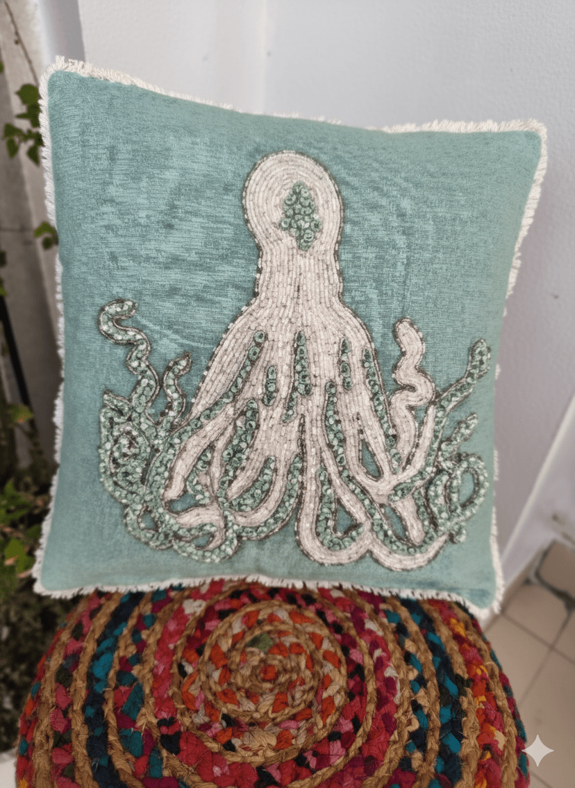 Nature Craaft Decorative Hand Embroidered Cotton Cushion Cover