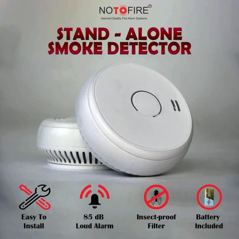 Smoke Detector Set of 1| Battery Operated High Sensitivity Wireless Smoke Alarm view 2
