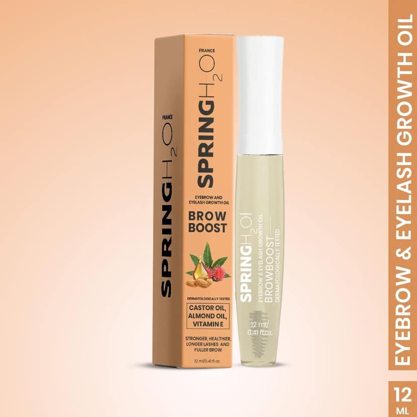 Spring H2O BrowBoost Eyebrow & Eyelash Growth Oil | Enriched with Castor Oil, Almond Oil & Vitamin E | Promotes Thicker, Longer & Fuller Lashes & Brows | Nourishing & Strengthening oil � 12 ml view 2